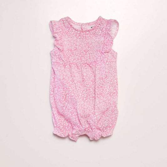 Barboteuse en coton   imprim  Rose