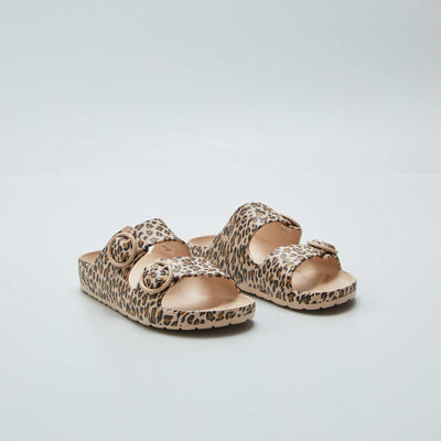 Sandales double brides beige