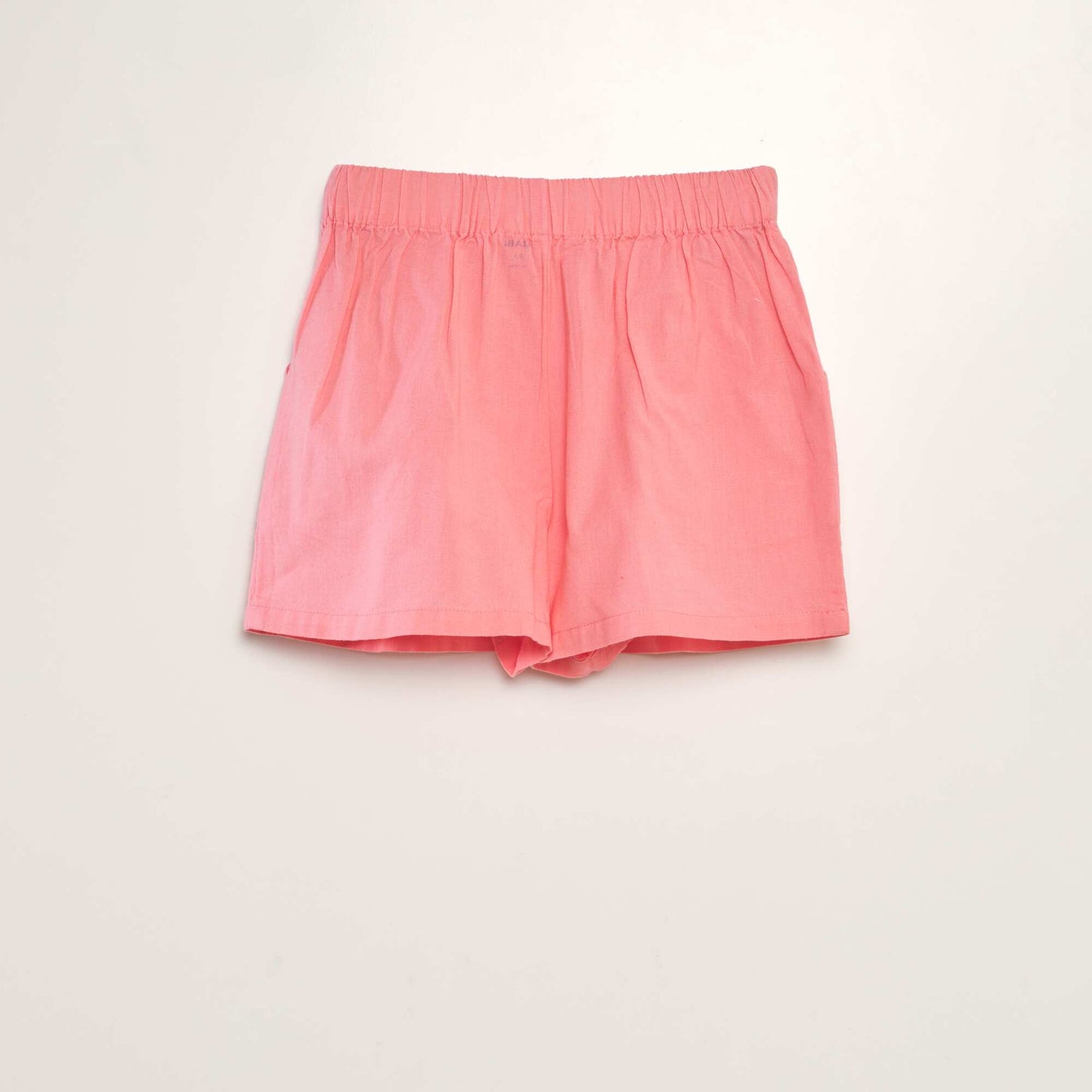 Short uni en coton et lin rose