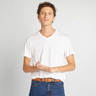 T-shirt col V BLANC