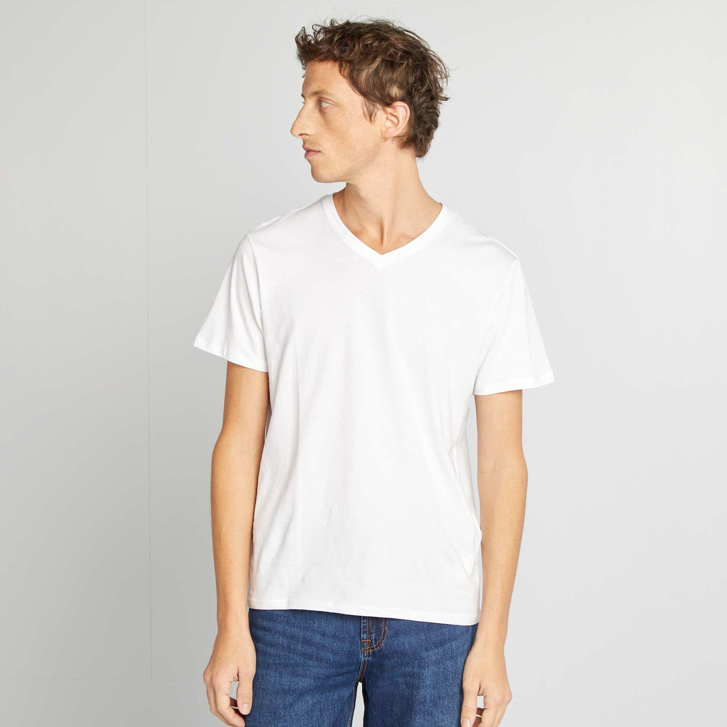 T-shirt col V BLANC