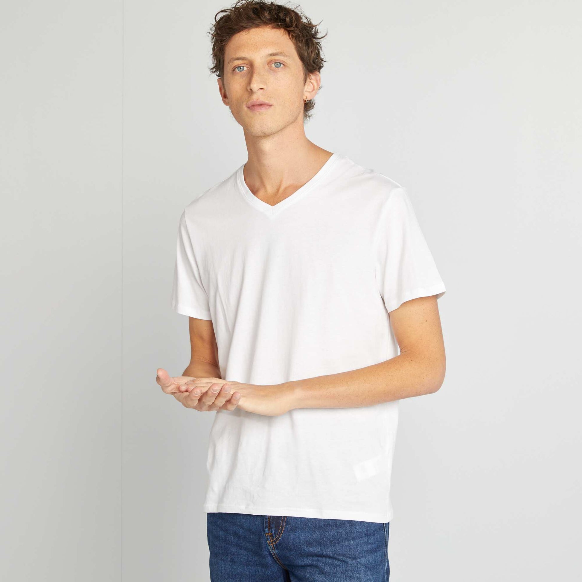 T-shirt col V BLANC