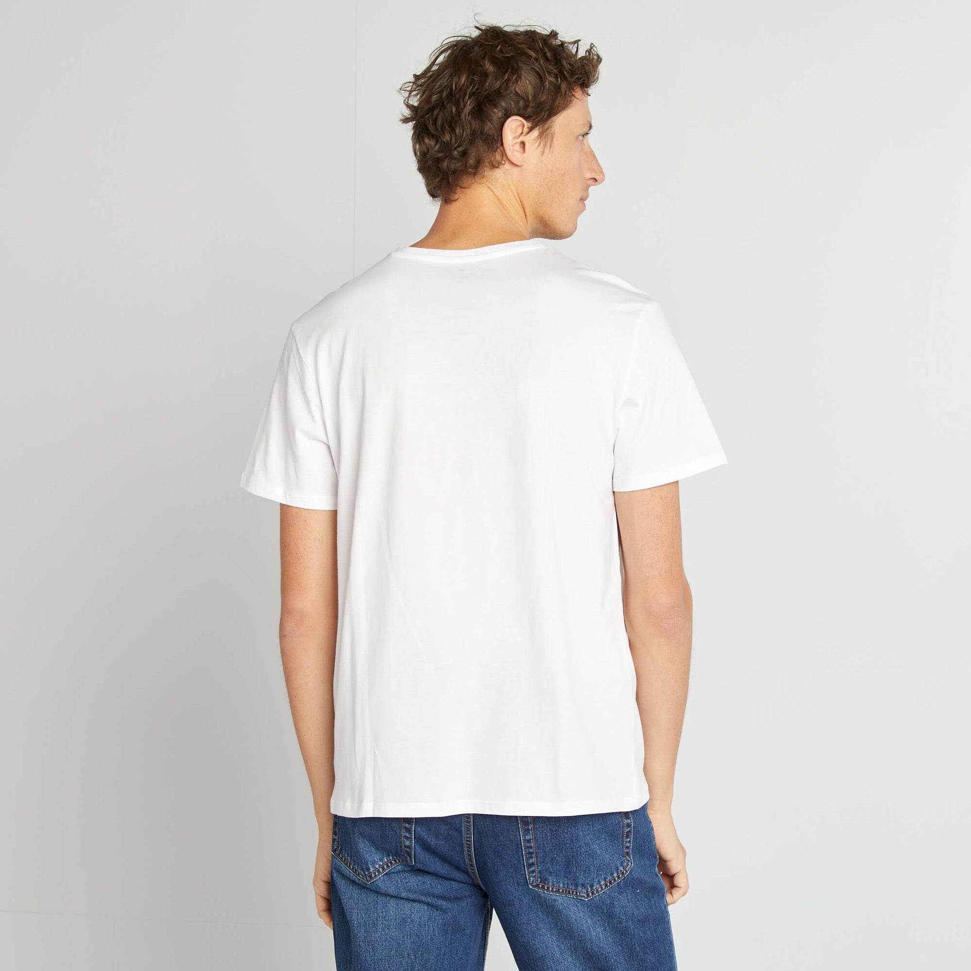 T-shirt col V BLANC