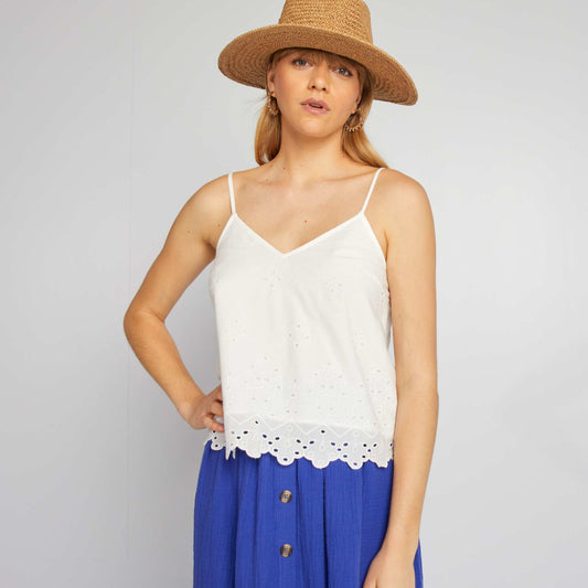 Top broderies anglaises Blanc