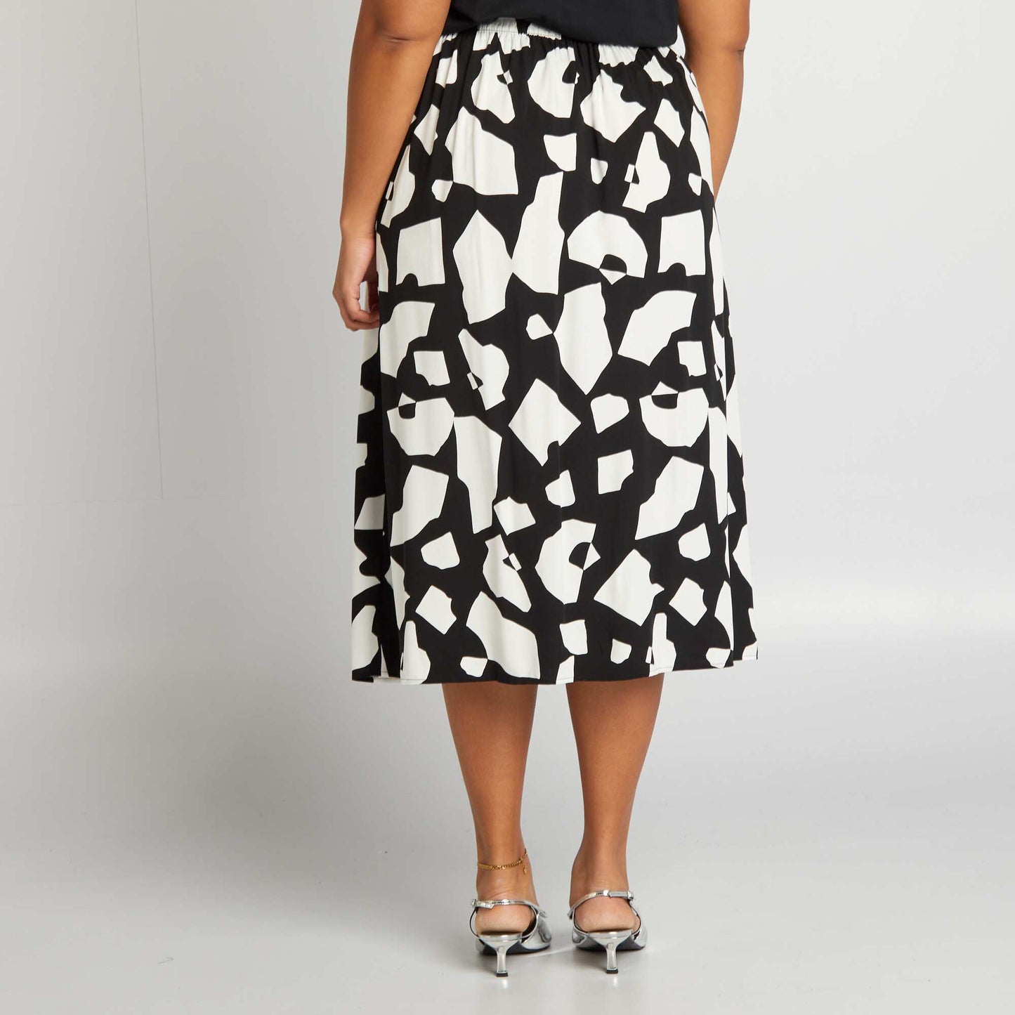 Jupe midi   motif Noir