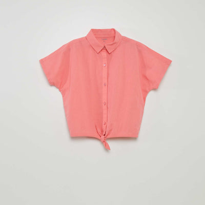 Chemise nouer en coton et lin rose