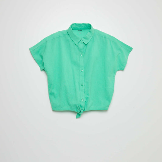 Chemise nouer en coton et lin Vert