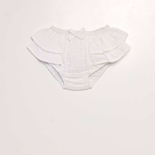 Culotte en gaze de coton avec plumetis blanc