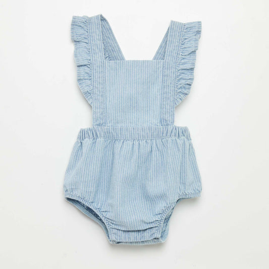 Barboteuse   bretelles Bleu chambray