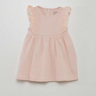 Robe en maille c tel e avec volants Rose
