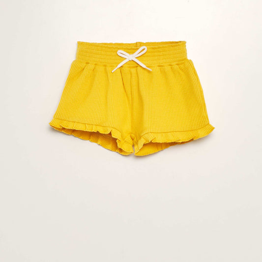 Short en nid d'abeilles Jaune