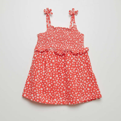 Robe bretelles avec base volant e Rouge