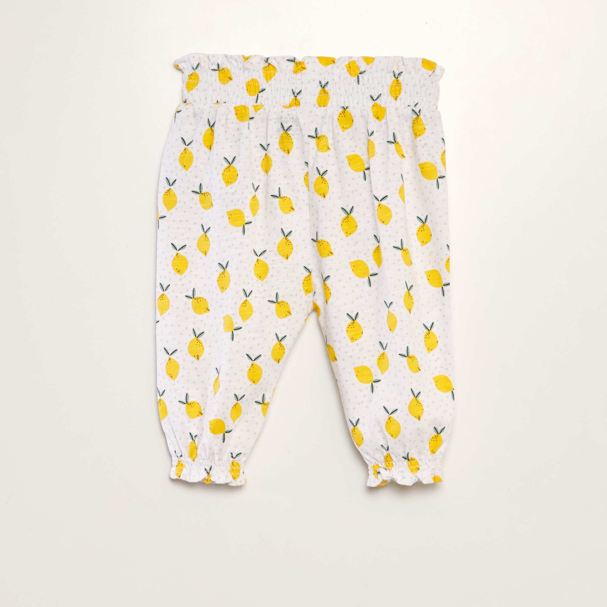 Pantalon type sarouel Blanc/jaune