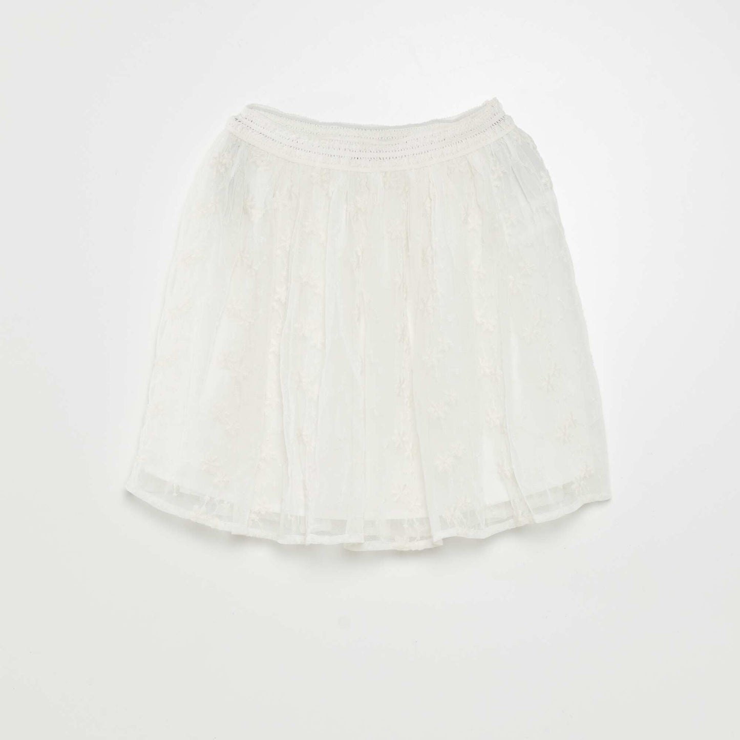 Jupe vas e en tulle brod blanc