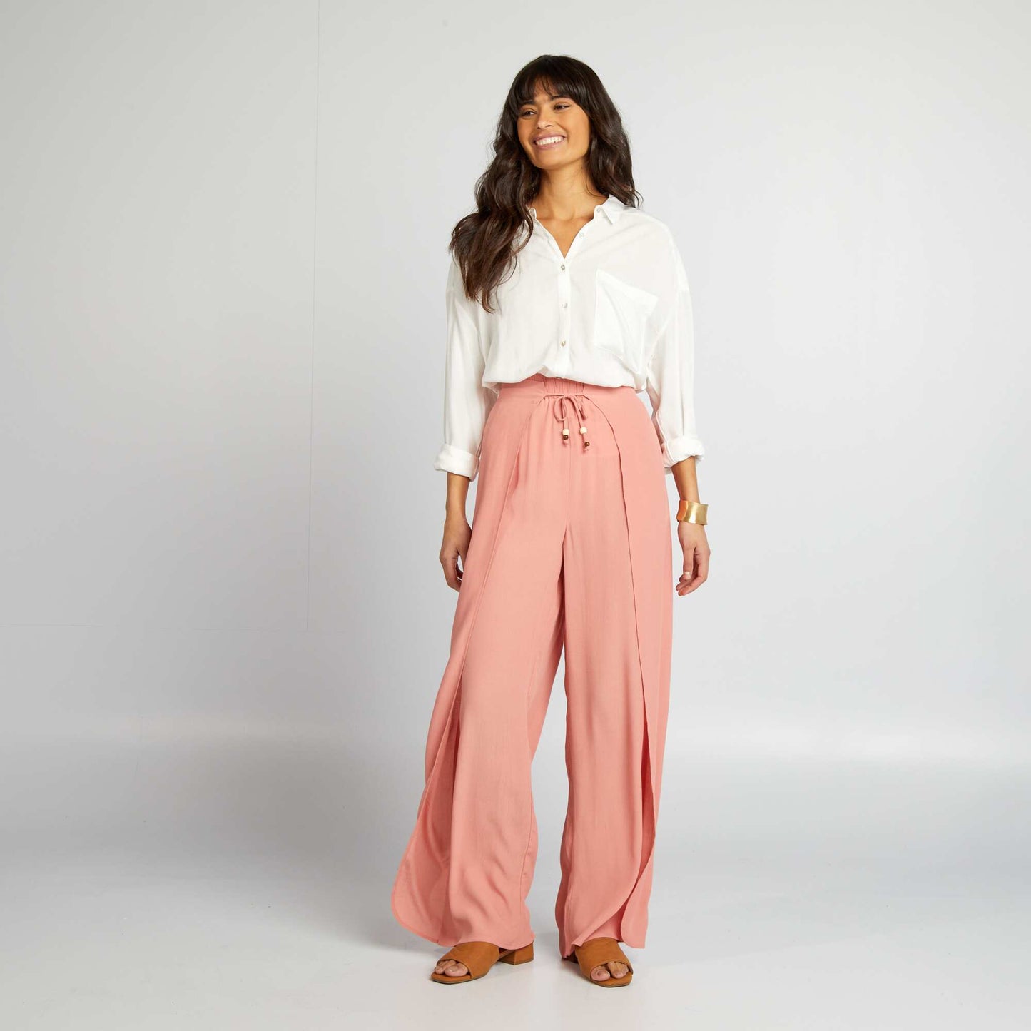 Pantalon large fluide Rose