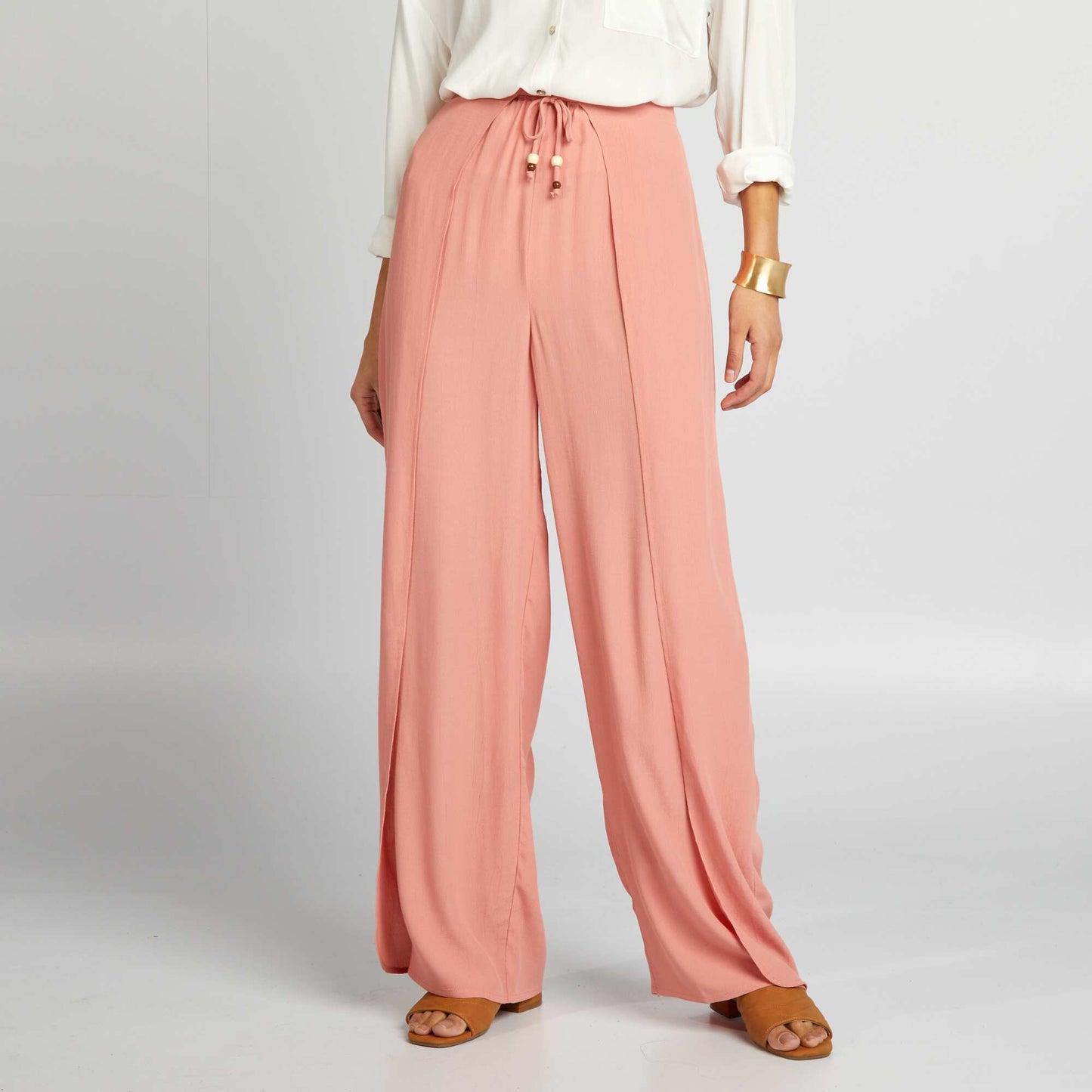 Pantalon large fluide Rose