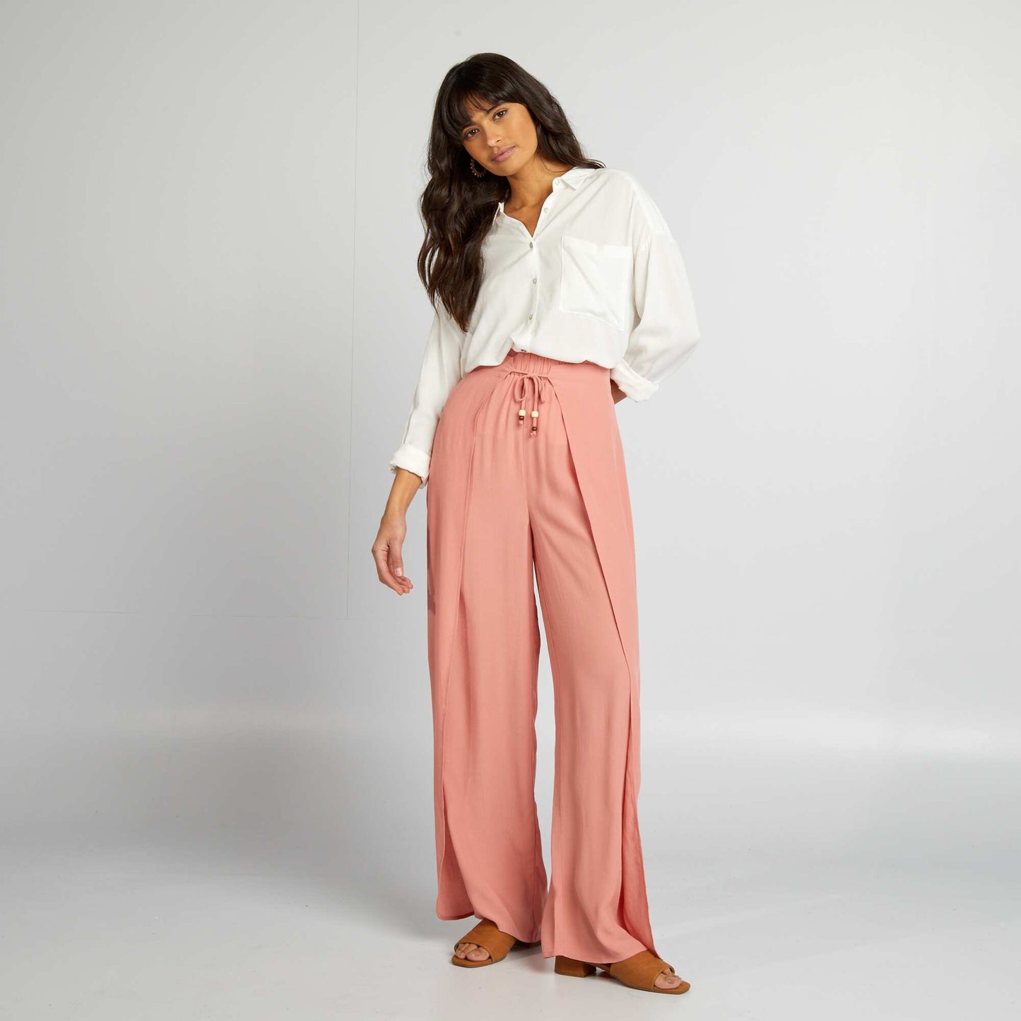 Pantalon large fluide Rose