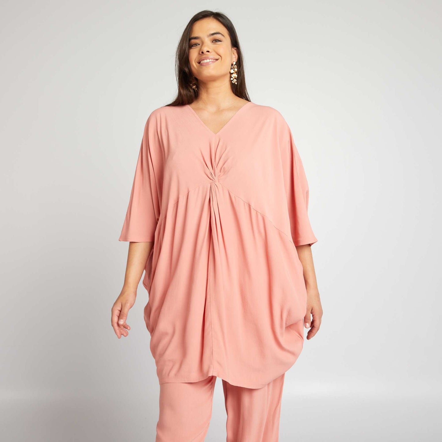 Blouse en matière crêpée Rose