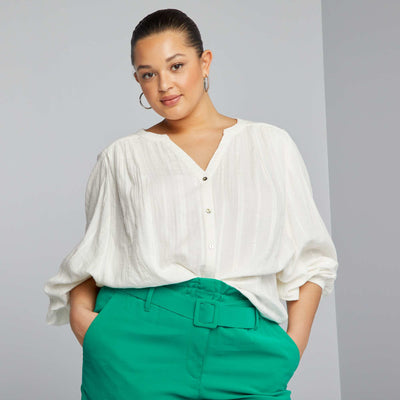 Chemisier en double gaze de coton Blanc