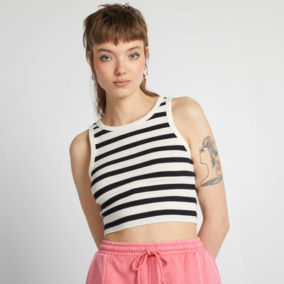 Top en jersey c tel Noir/blanc