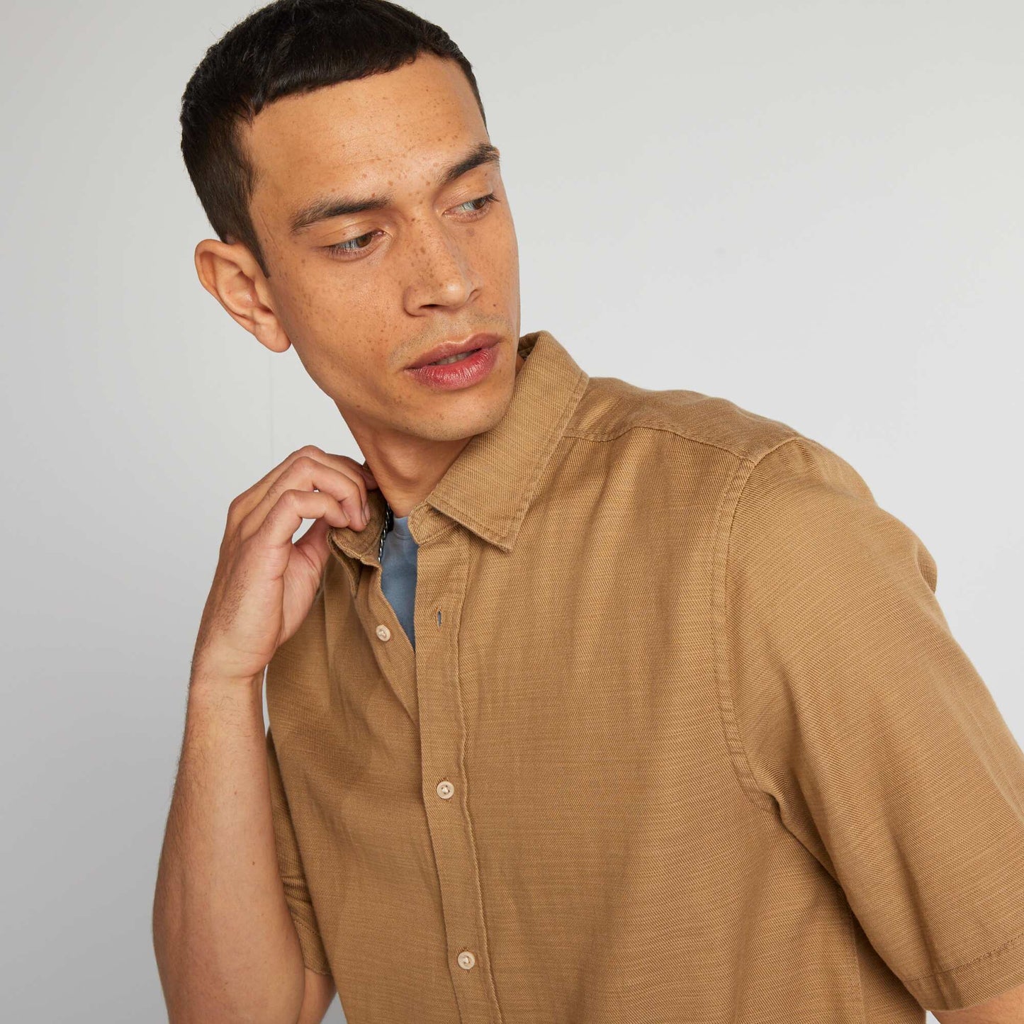 Chemise unie   manches courtes Camel