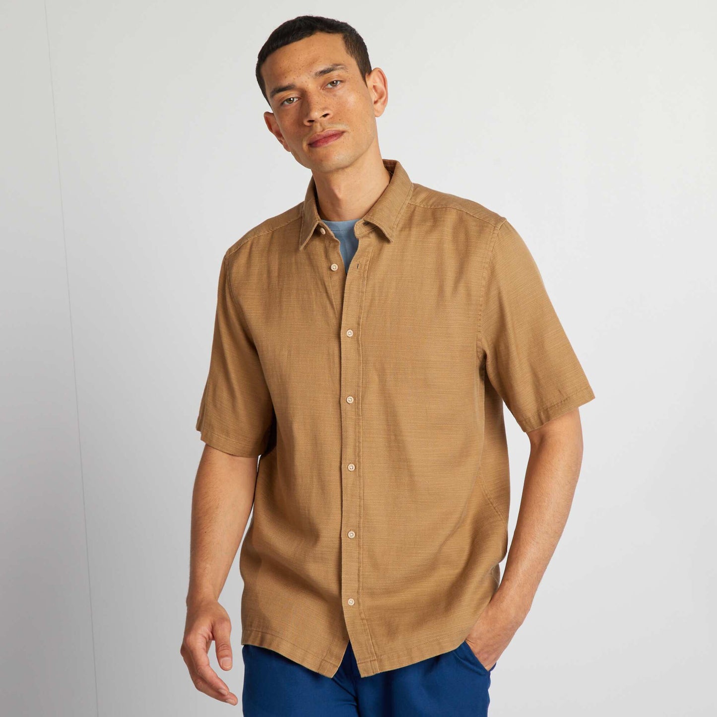 Chemise unie   manches courtes Camel