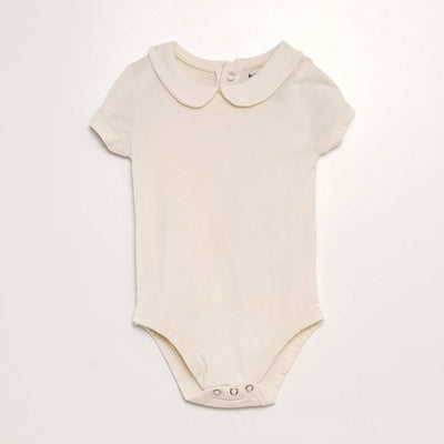 Body col claudine en coton Beige