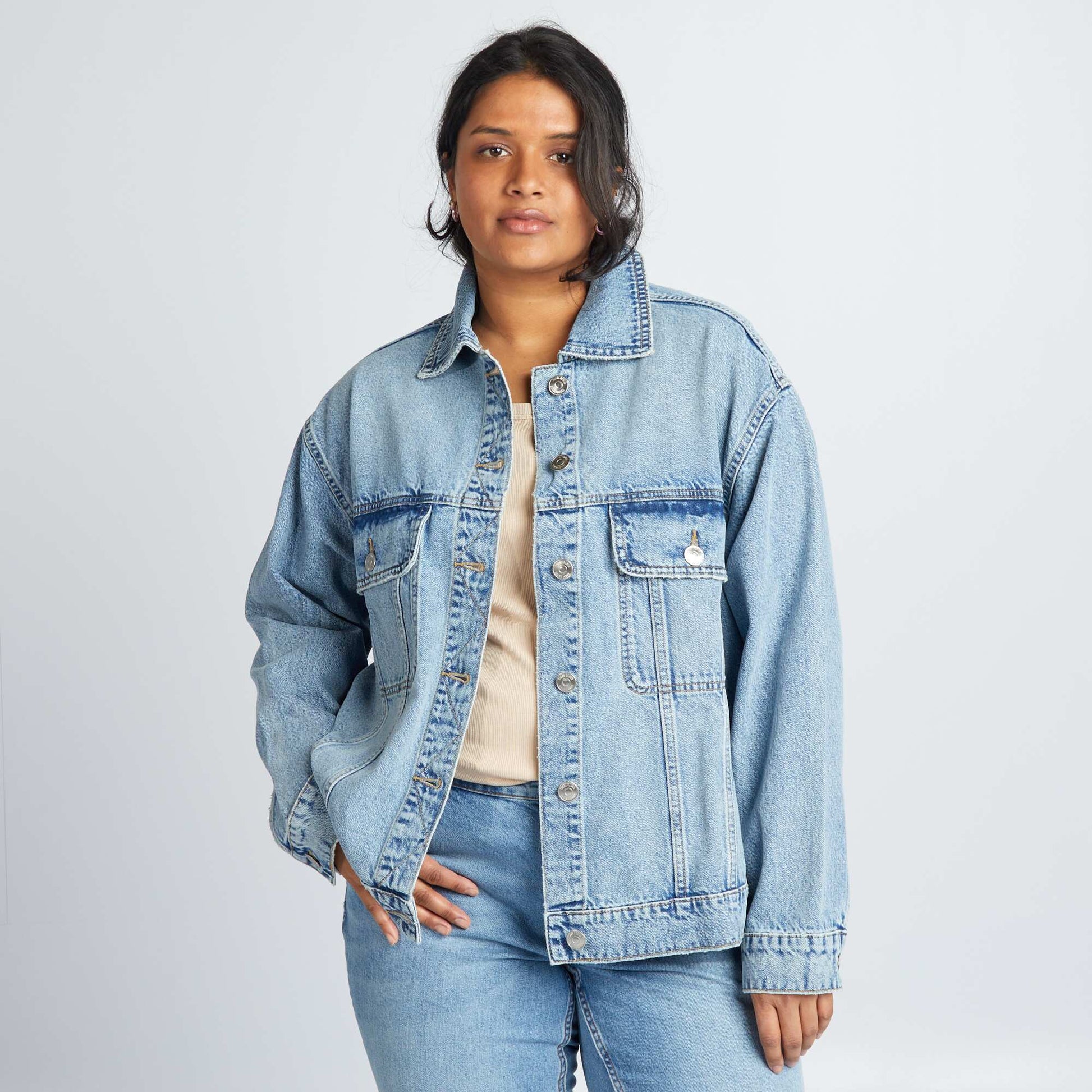 Veste en denim coupe r tro Triple stone