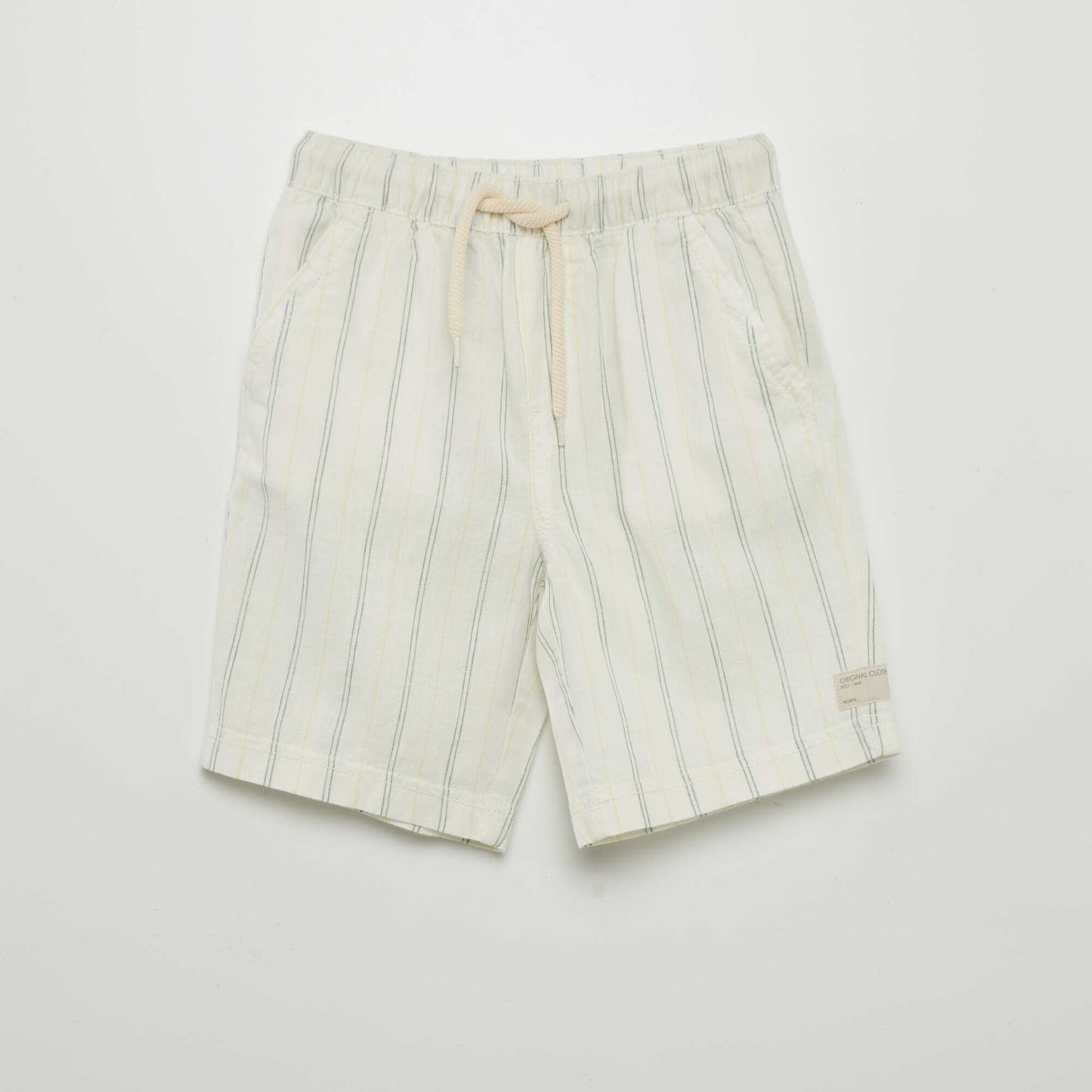 Short en lin uni Blanc