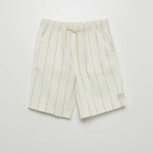 Short en lin uni Blanc