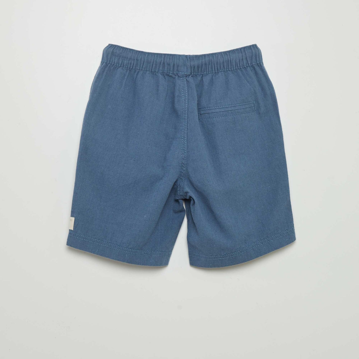 Short en lin uni Bleu