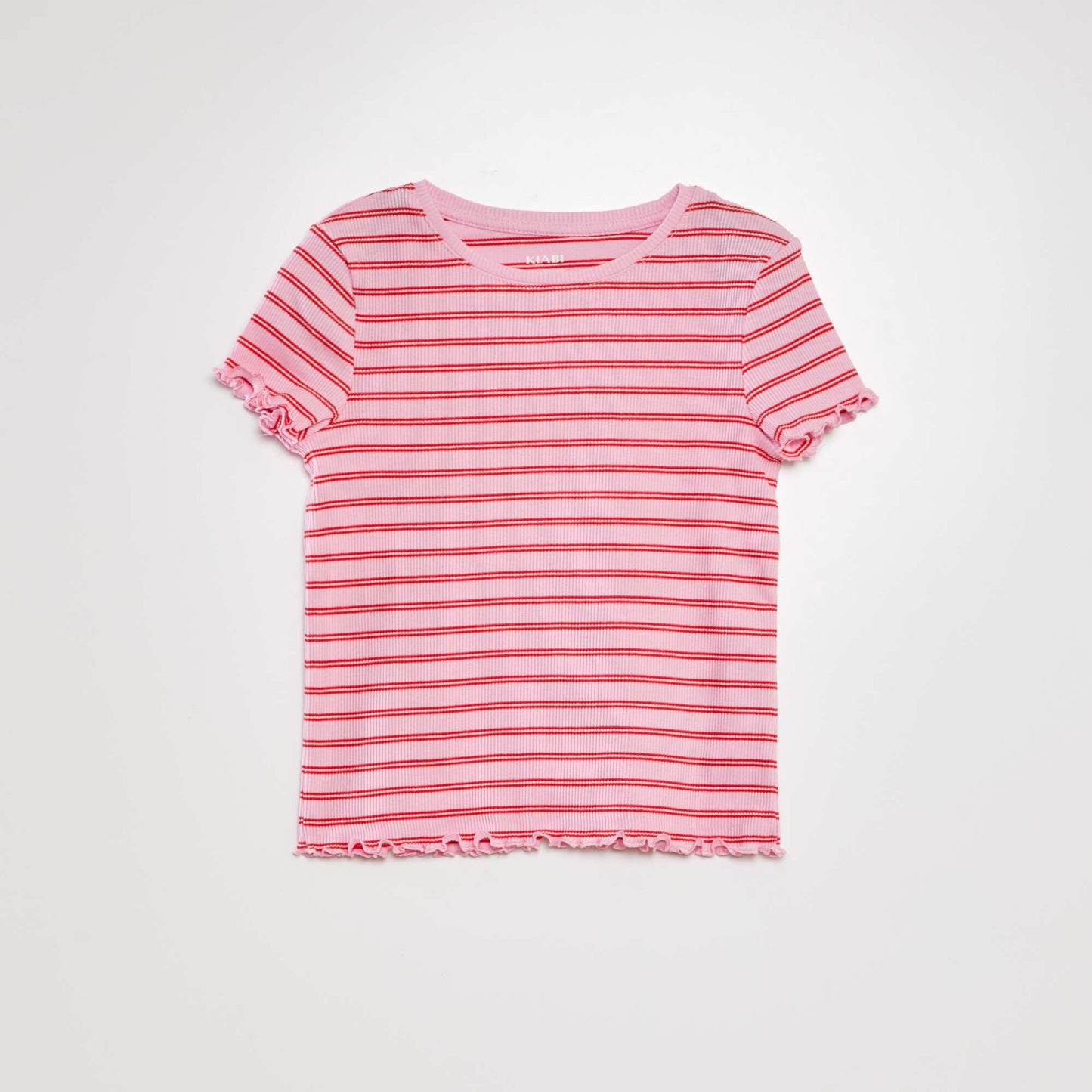 T-shirt manches courtes ray es Rose