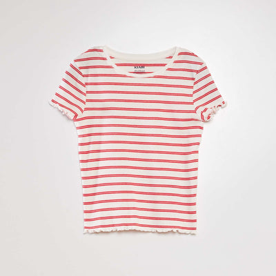 T-shirt manches courtes ray es Rouge