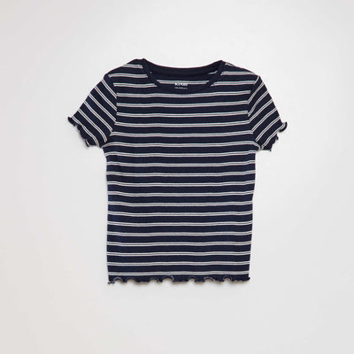 T-shirt manches courtes ray es BLEU