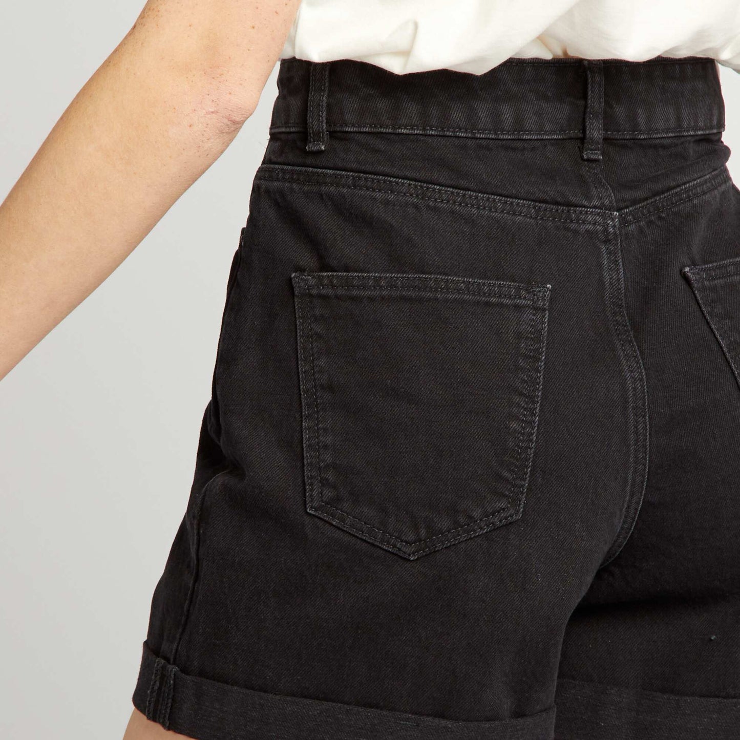 Short en denim taille haute Noir