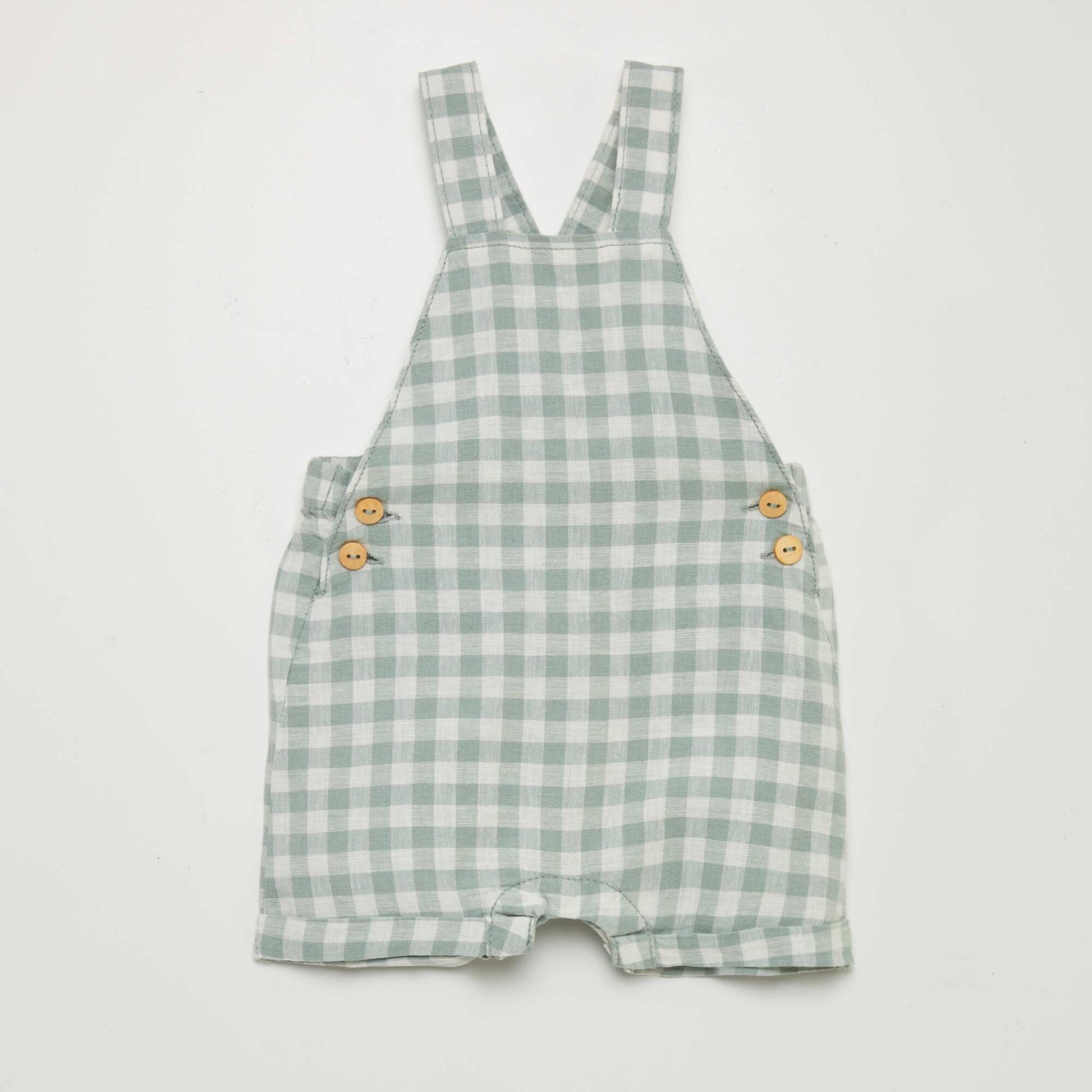 Salopette en lin m lang Vert/blanc