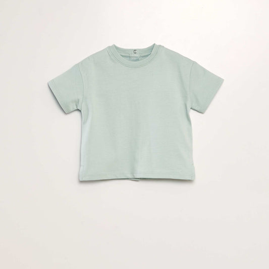 T-shirt en coton pressionn  au dos bleu