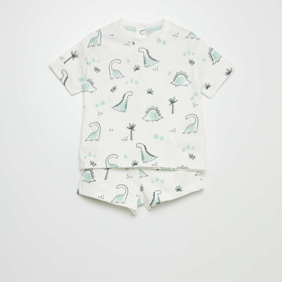 Ensemble t-shirt + short en french terry - 2 pi ces Blanc