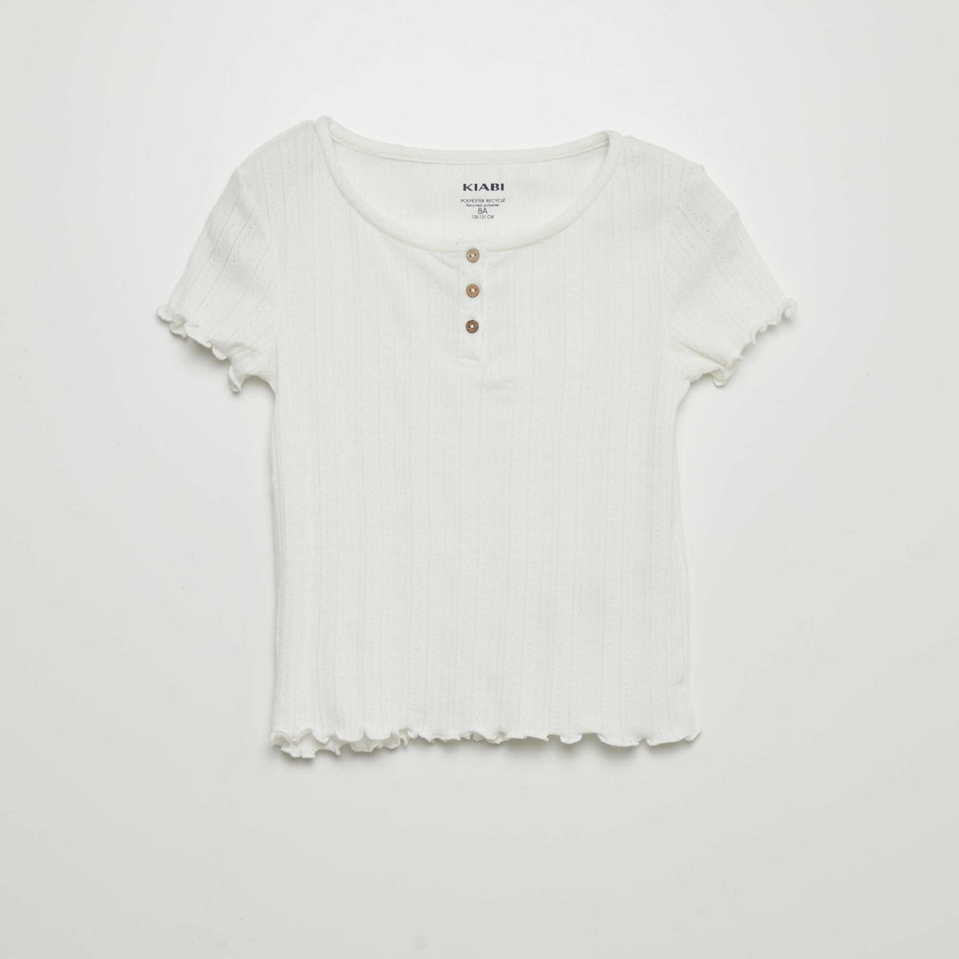 T-shirt en maille pointelle blanc