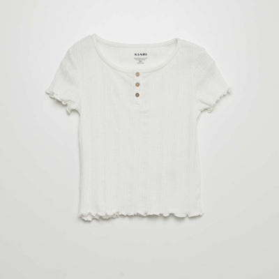 T-shirt en maille pointelle blanc