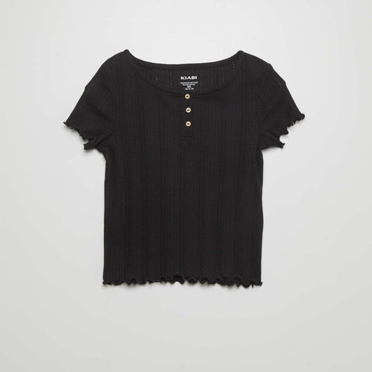 T-shirt en maille pointelle noir