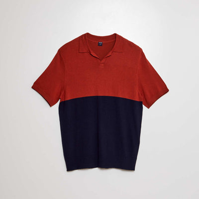 Polo en tricot manches courtes Bleu
