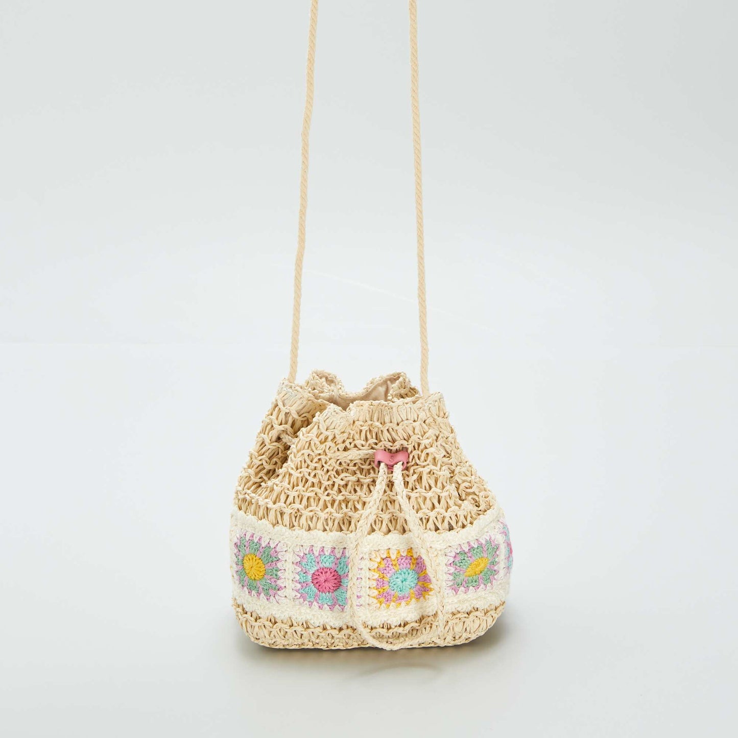 Sac seau en osier Beige