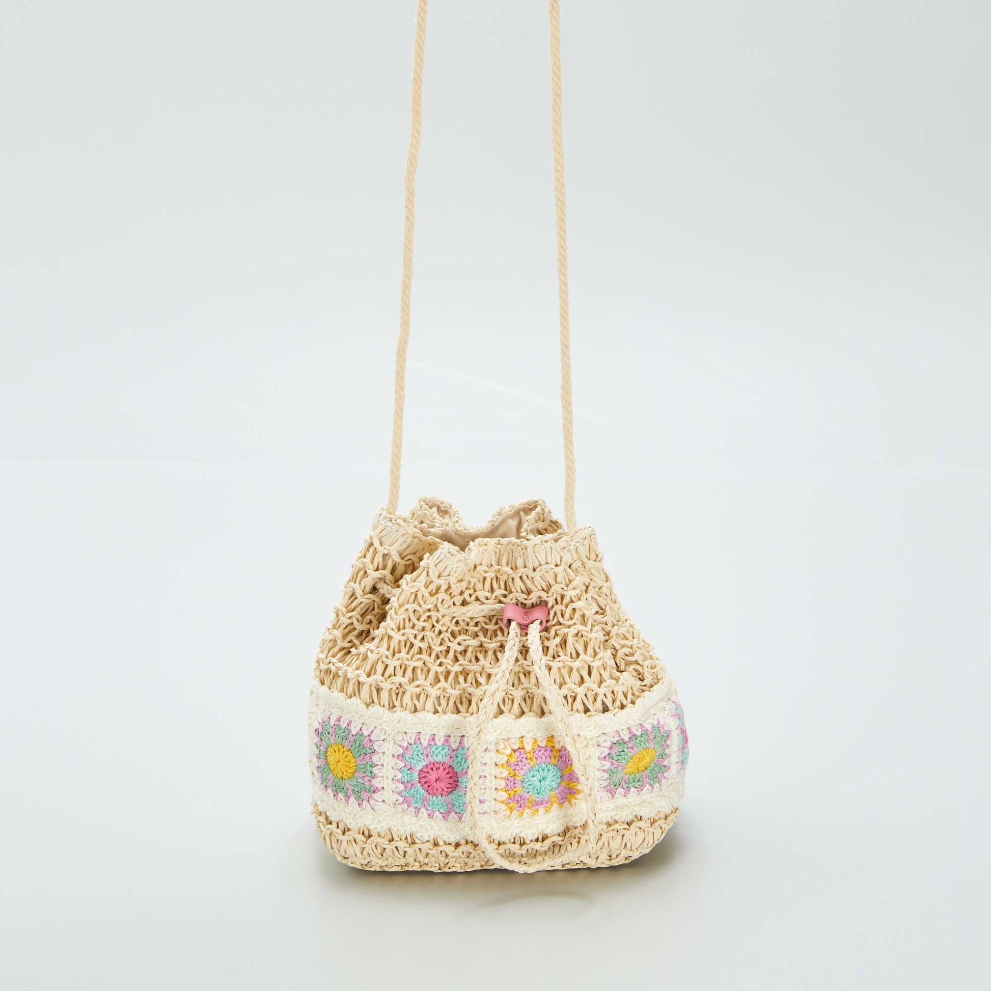 Sac seau en osier Beige
