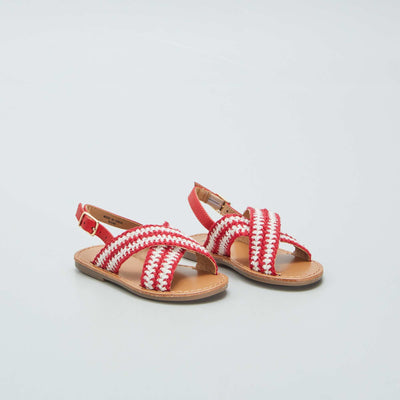 Sandales plates brides crois es Rouge