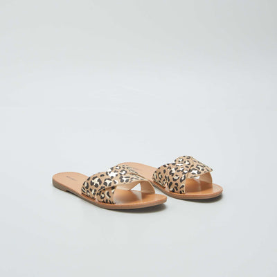 Mules imprim l opard Marron