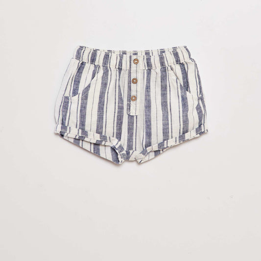 Short en lin m lang  Bleu