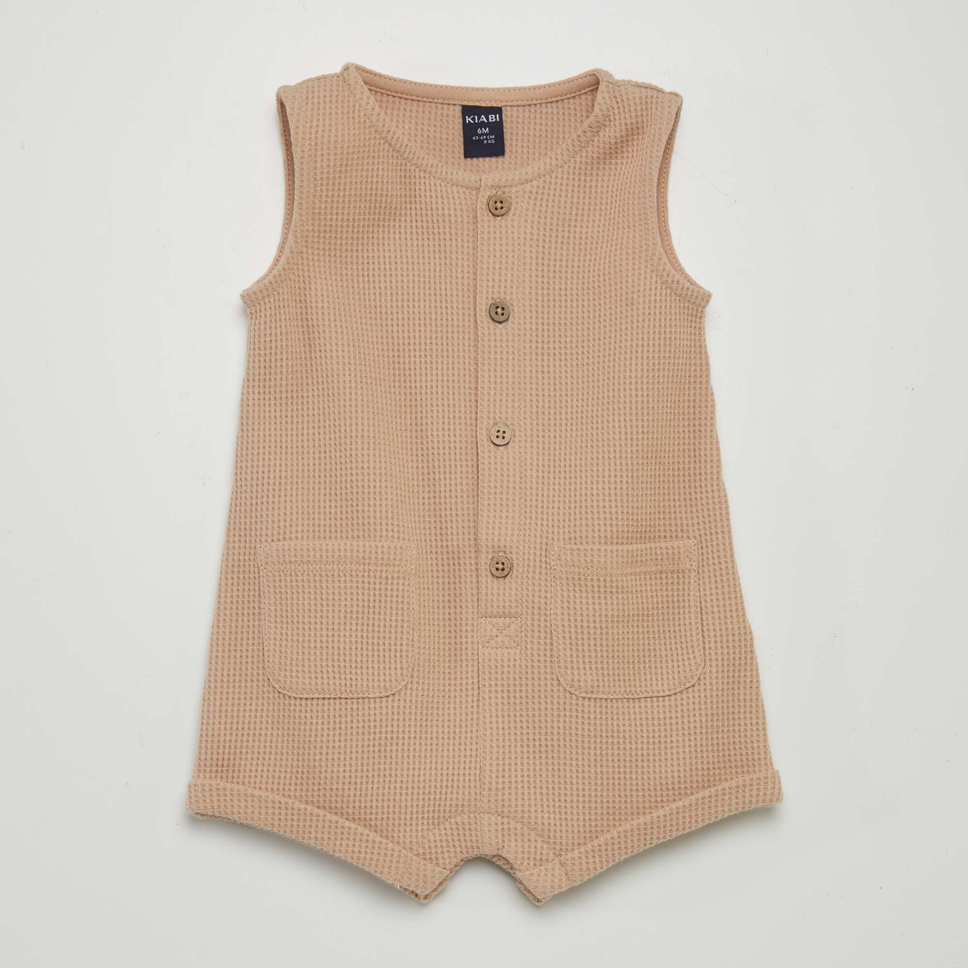 Barboteuse en nid d'abeilles + bob - 2 pi ces Beige