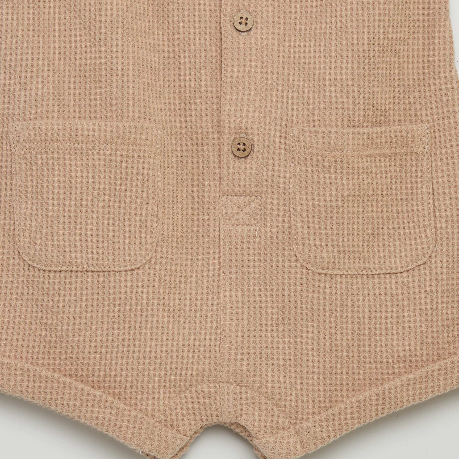 Barboteuse en nid d'abeilles + bob - 2 pi ces Beige