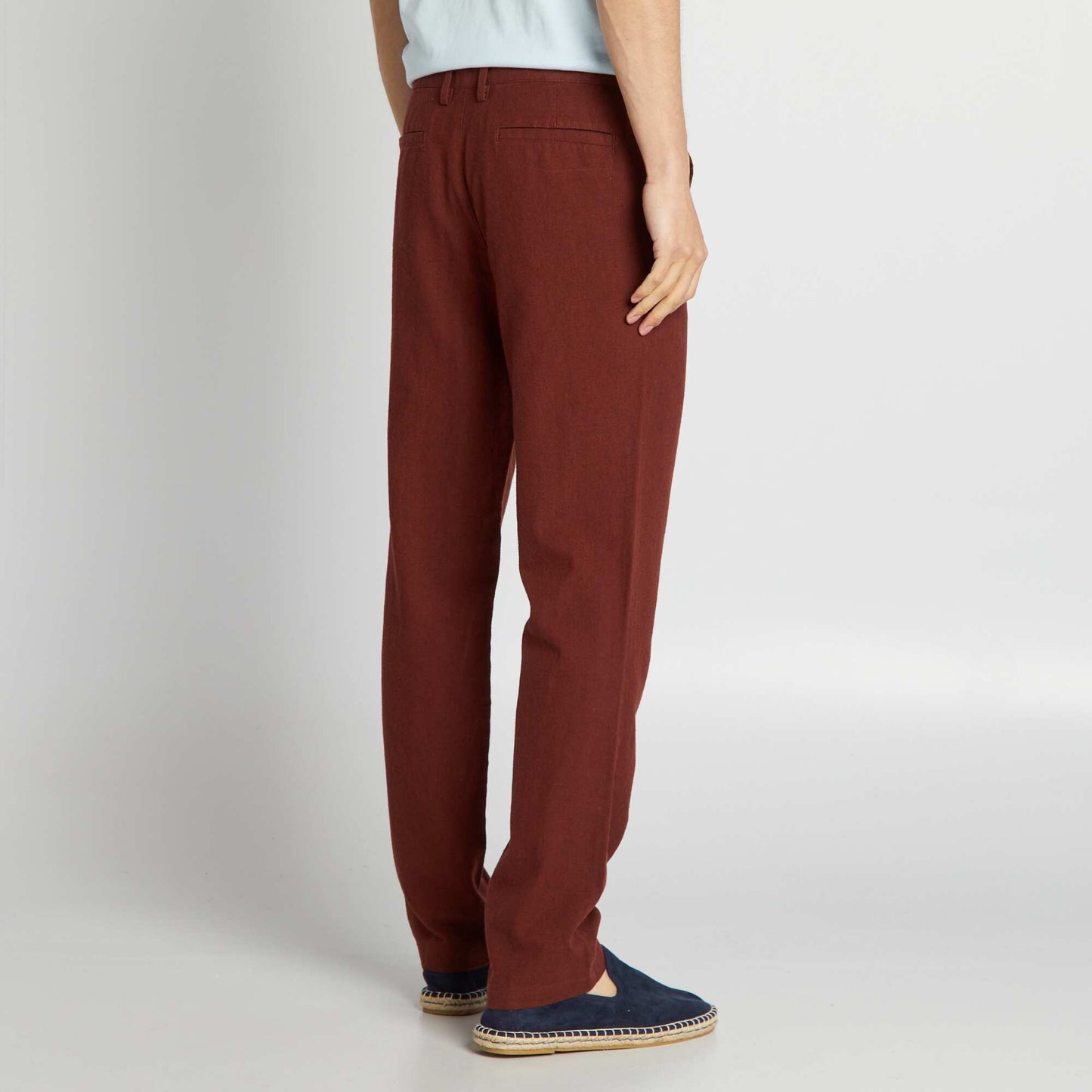 Pantalon chino en lin Rouge fonc